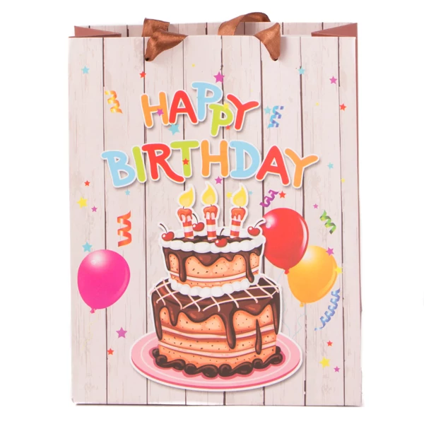 S. Kicsi ajándéktasak "Happy Birthday" felirattal 8x23x8cm 71438