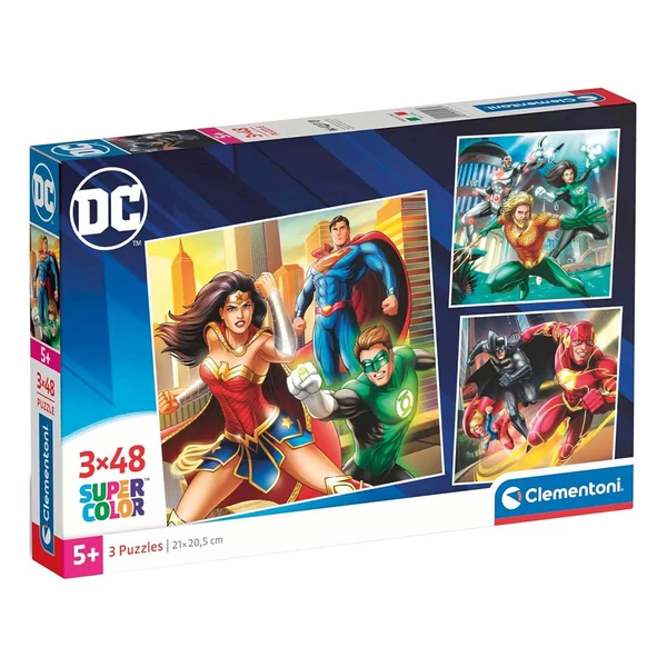 DC Az igazság ligája 3x48db-os Supercolor puzzle - Clementoni