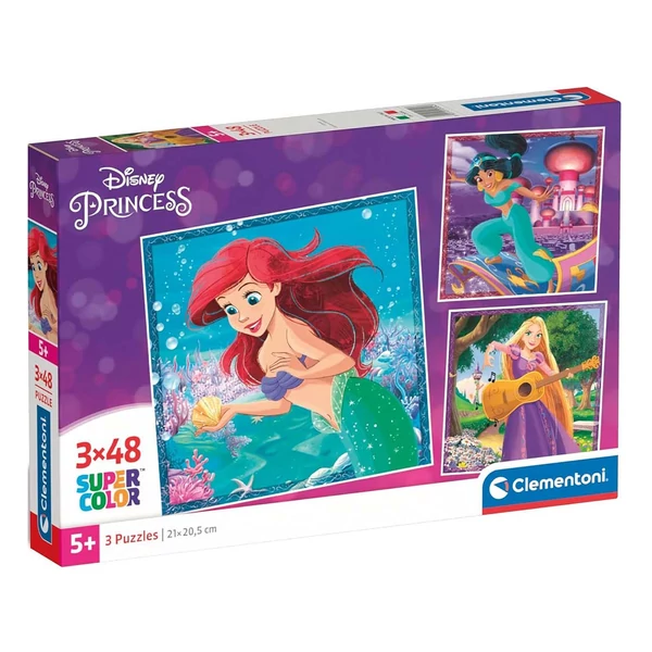 Disney Hercegnők 3x48db-os Supercolor puzzle - Clementoni