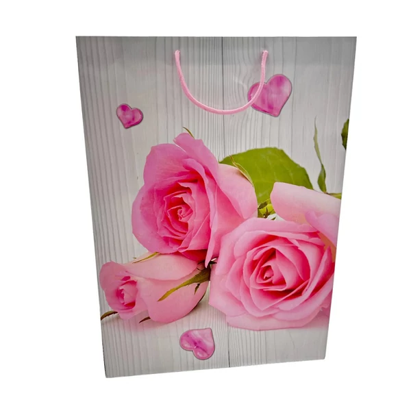 Virágos papír ajándéktasak többféle változatban 32x44x11cm 70640