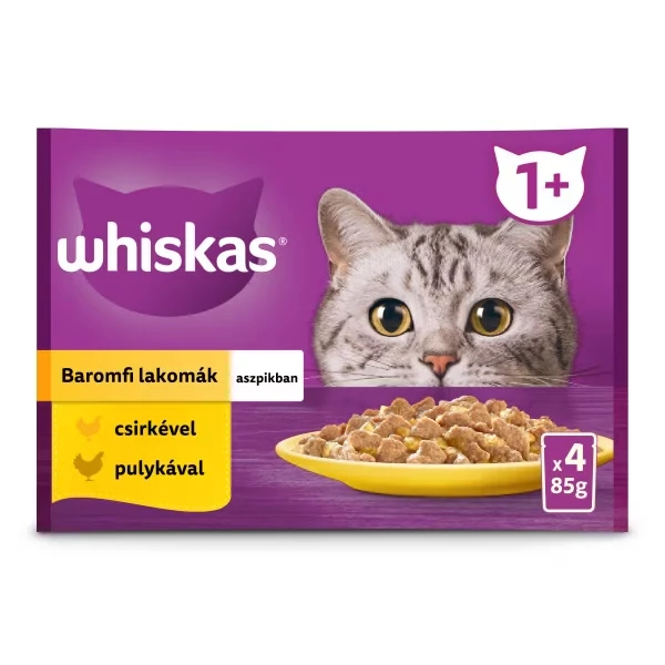 Whiskas szárnyas válogatás alutasakos macskaeledel aszpikban 4x85g 