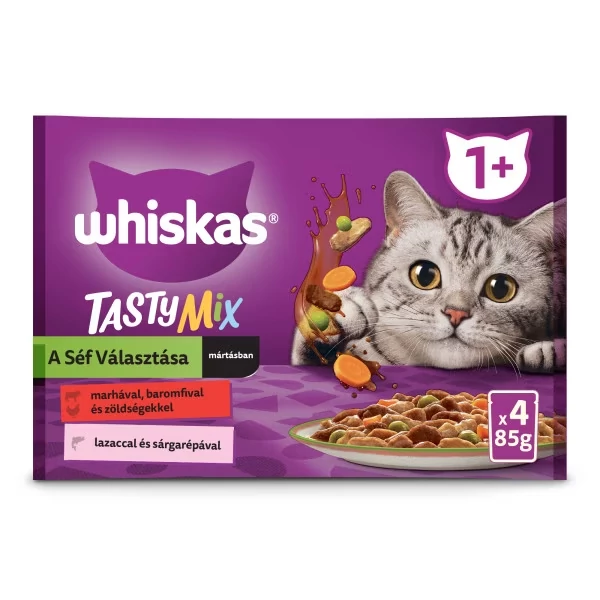 Whiskas tasty mix marha-baromfizöldség alutasakos macskaeledel 4x85g