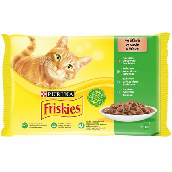 Friskies marha-csirke-tonhal-tőkehal alutasakos macskaeledel 4x85g