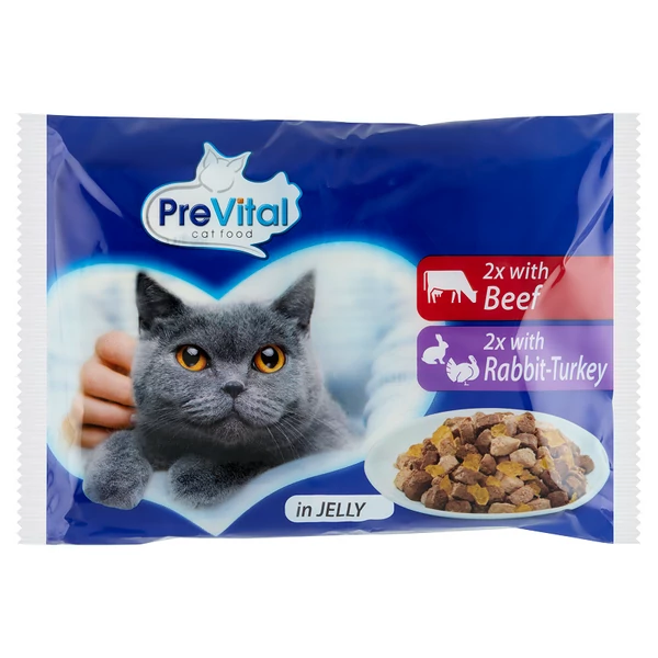 Prevital marha&nyúl&pulyka alutasakos macskaeledel zselében 4x100g