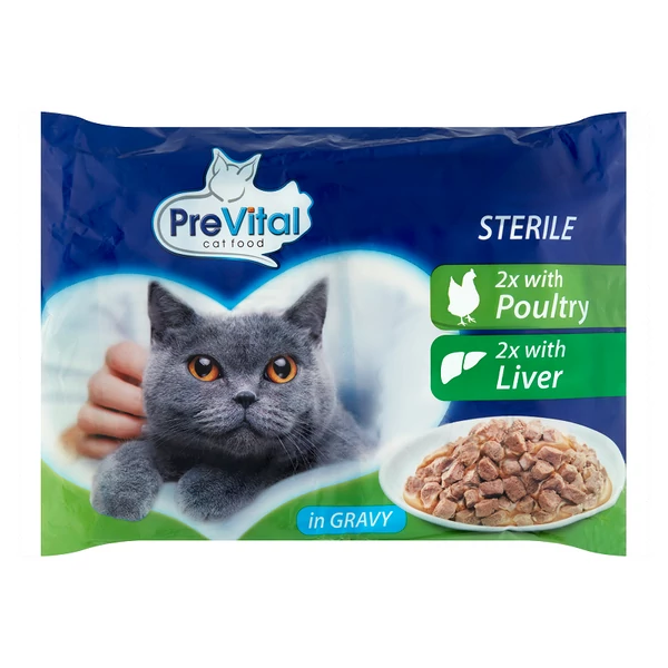 Prevital sterile baromfi-májas alutasakos macskaeledel 4x100g
