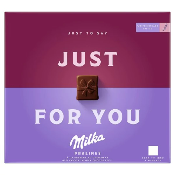 Milka Just for You magas kakaótartalmú tejcsokoládé praliné kakaós krémtöltelékkel 110 g