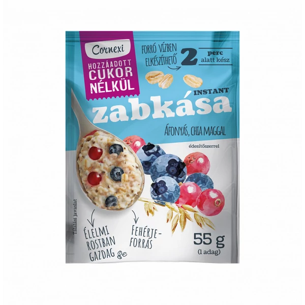 Cornexi Áfonyás Zabkása Chia Maggal HCN Édesítőszerrel 55 g