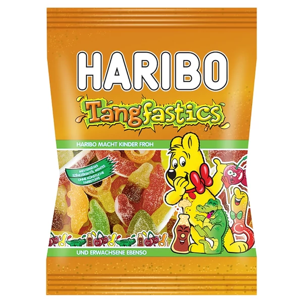 Haribo Tangfastics gyümölcsízű gumicukorka keverék, részben kóla ízesítéssel 100 g
