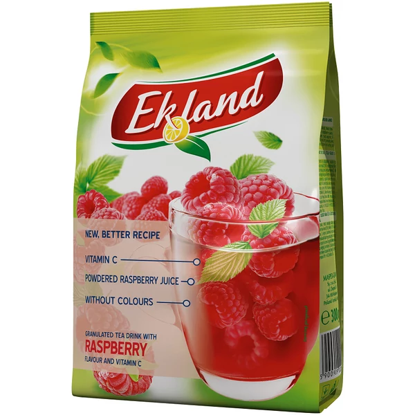 Ekland azonnal oldódó málna ízű tea üdítőitalpor C-vitaminnal 300 g