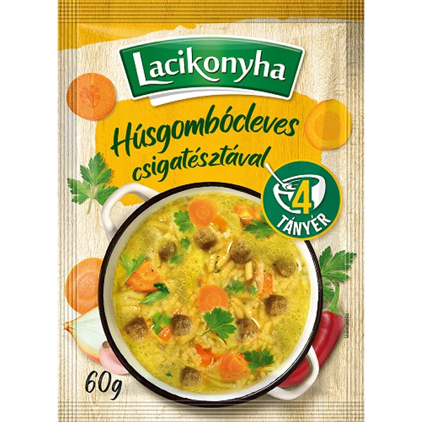 Lacikonyha húsgombócleves csigatésztával 60g