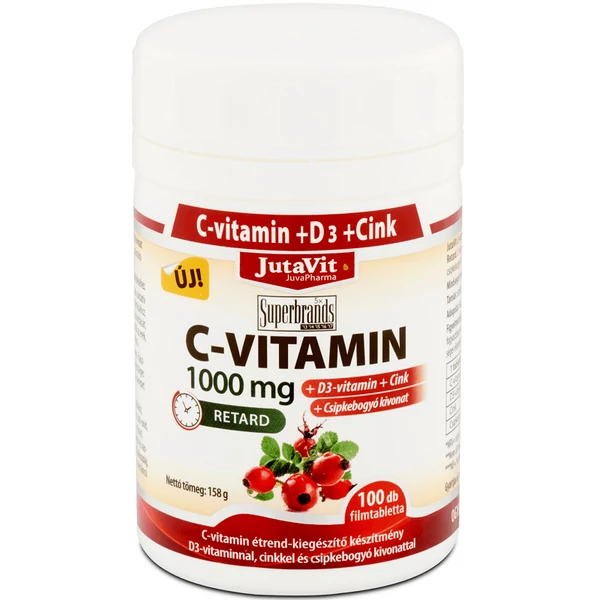 JutaVit C-vitamin 1000 mg + D3 + Cink retard filmtabletta csipkebogyóval 100db