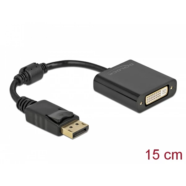 Delock Adapter DisplayPort 1.1-dugós csatlakozó   DVI-csatlakozóhüvely passzív fekete