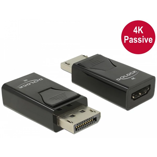 Delock Adapter Displayport 1.2-dugós csatlakozó > HDMI-csatlakozóhüvely 4K passzív fekete