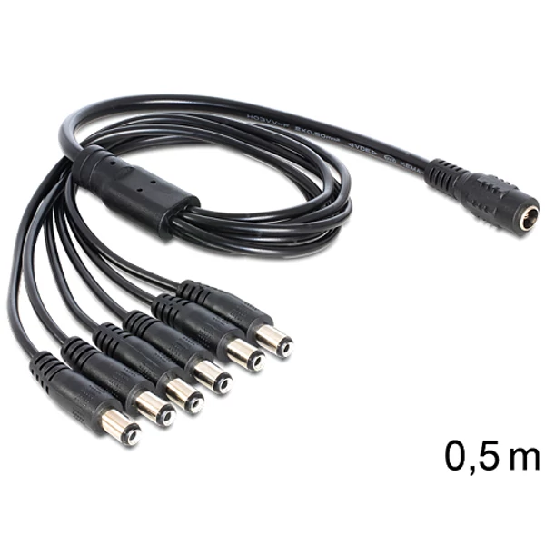 Delock DC elosztókábel, 5.5 x 2.1 mm 1 x anya > 6 x apa