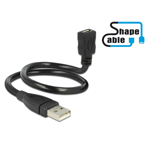 Delock kábel USB 2.0 Type-A apa > USB 2.0 Micro-B anya ShapeCable 0,35 m