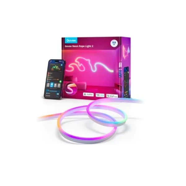 Govee 3 méter Neon előre telepített szalagfény (Matter, Homekit, Google, Alexa, Smarthings)