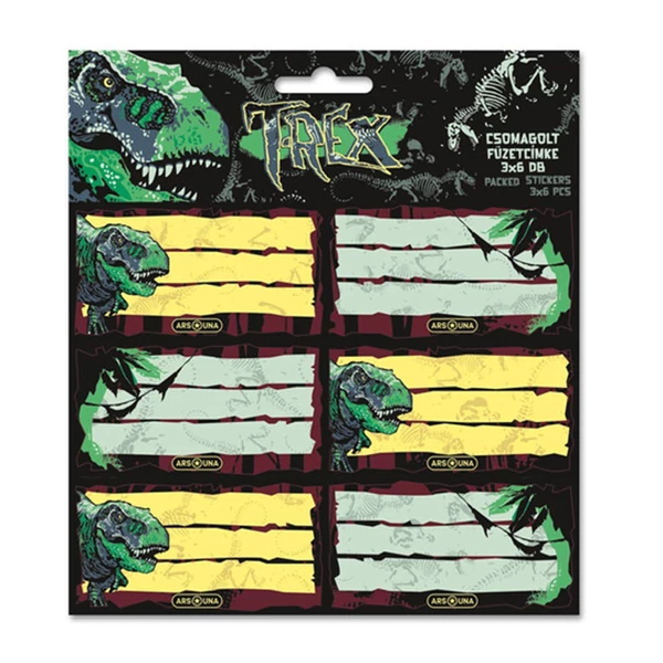 Ars Una: T-Rex csomagolt füzetcímke 3x6db-os