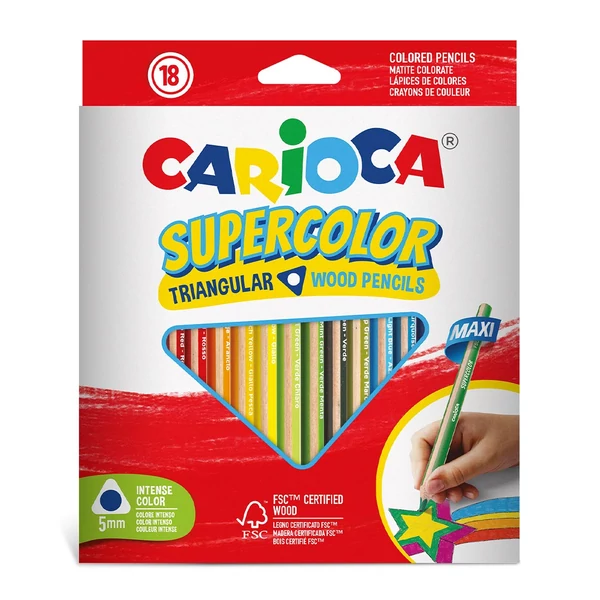 Supercolor háromszög alakú 18db-os maxi színesceruza szett - Carioca
