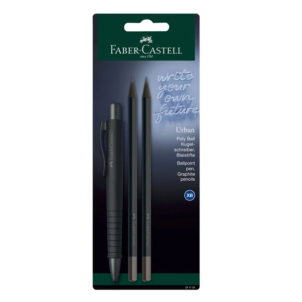 Faber-Castell: Poly Ball fekete 3 db-os golyóstoll szett grafitceruzával