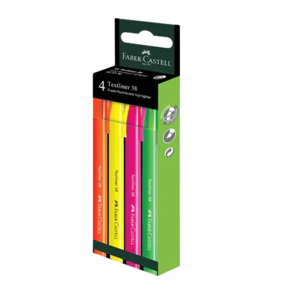 Faber-Castell: Textliner 38 Szövegkiemelő szett fluoreszkáló színekkel 4db-os csomag