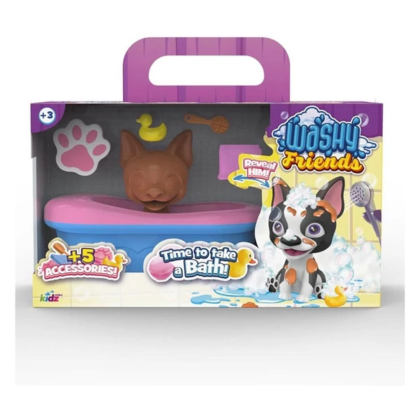 Washy Friends: Color Reveal pancsoló Boston Terrier kutyus káddal és kiegészítőkkel