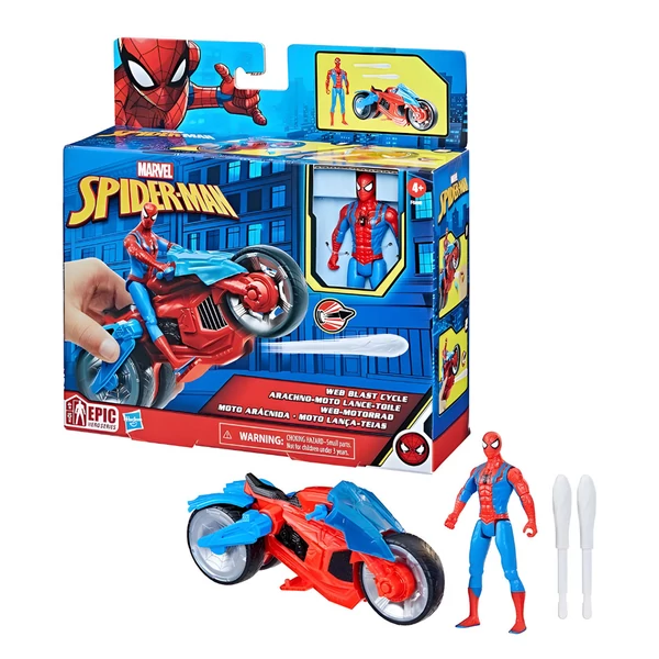 Marvel: Pókember - Web Blast Cycle Pókember motorja figurával - Hasbro