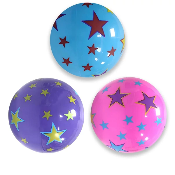 Színes, csillagos mintás gumilabda 23cm-es többféle változatban