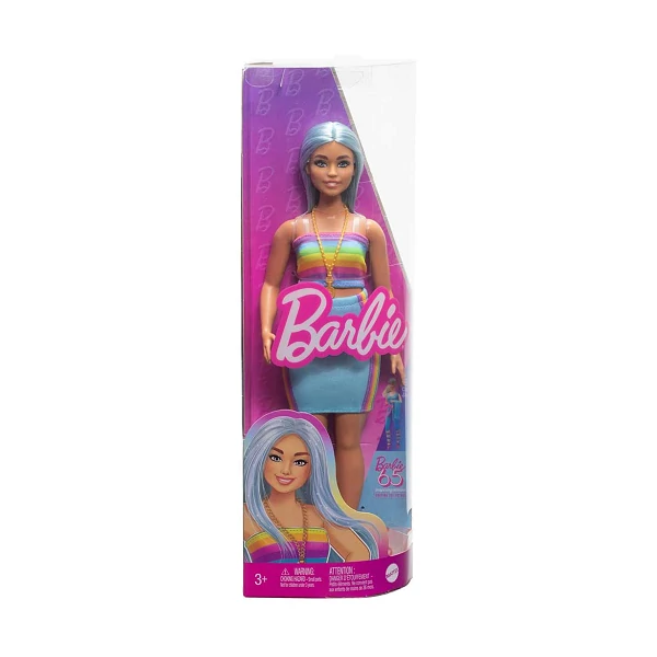 Barbie: Fashionista stílus baba színes csíkos ruhában - Mattel