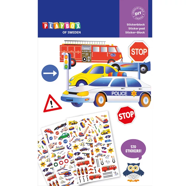 PlayBox: járgányok matrica csomag 3 ív 570db