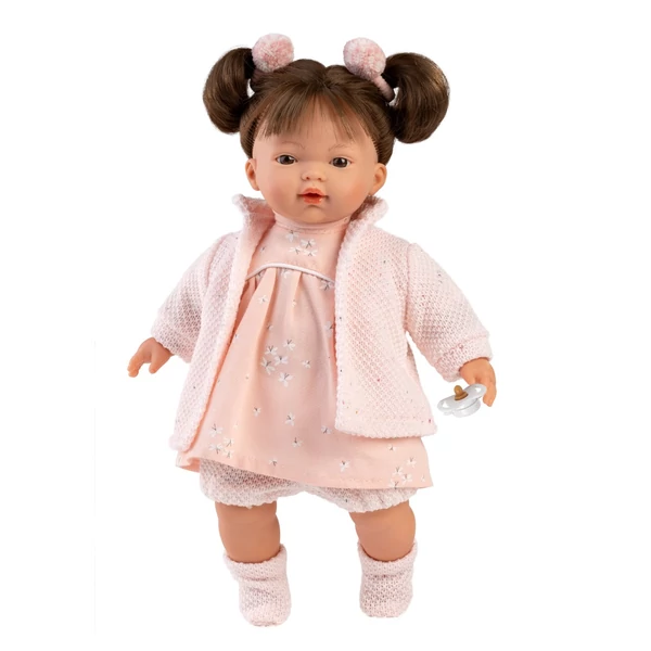 Llorens: Vera 33cm-es baba hanggal rózsaszín ruhában
