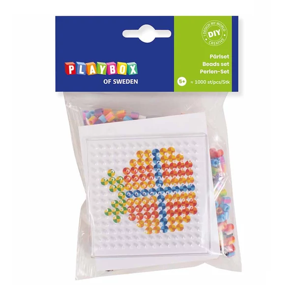 PlayBox: 5mm-es MIDI vasalható gyöngyök - Csíkos darabok 1000db-os csomag