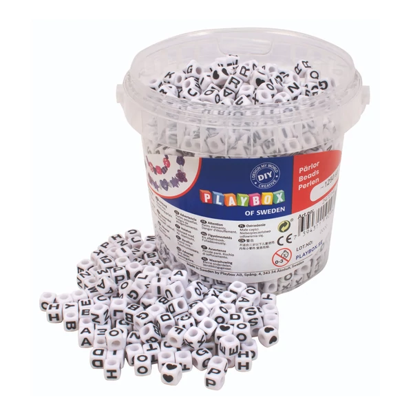 PlayBox: Betűs gyöngy szett vödörben 1250db-os