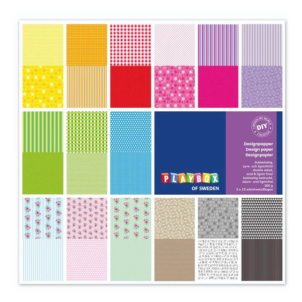 PlayBox: Dekorációs színes és mintás kartonpapír szett 30db-os