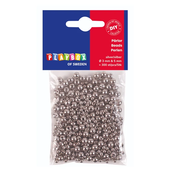PlayBox: Ezüst kerek gyöngy szett 300 db-os