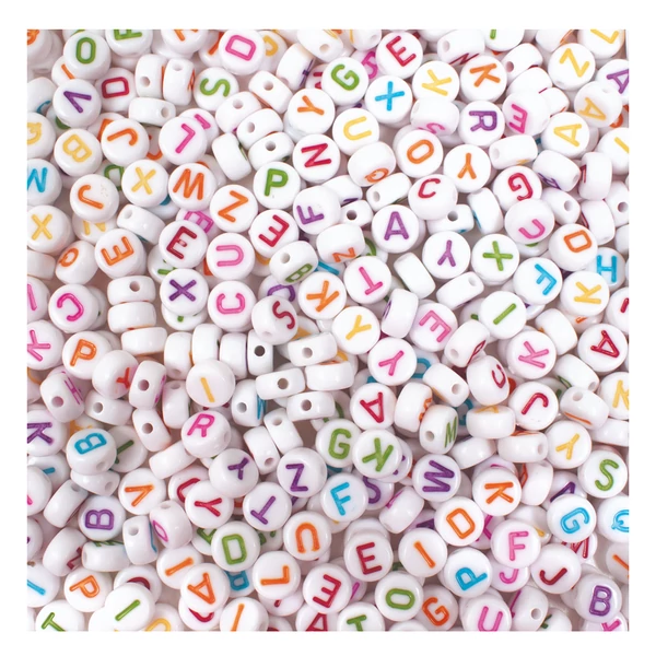 PlayBox: Fehér kerek betűs gyöngy szett 750db-os