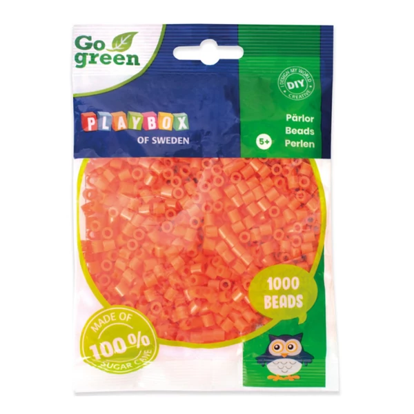 PlayBox: Go Green 5mm-es MIDI vasalható gyöngy 1000db-os narancssárga színben