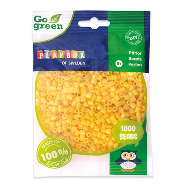 PlayBox: Go Green 5mm-es MIDI vasalható gyöngy 1000db-os sárga színben
