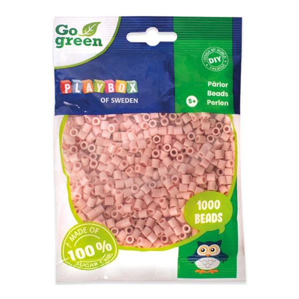 PlayBox: Go Green 5mm-es MIDI vasalható gyöngy 1000db-os világos bézs színben