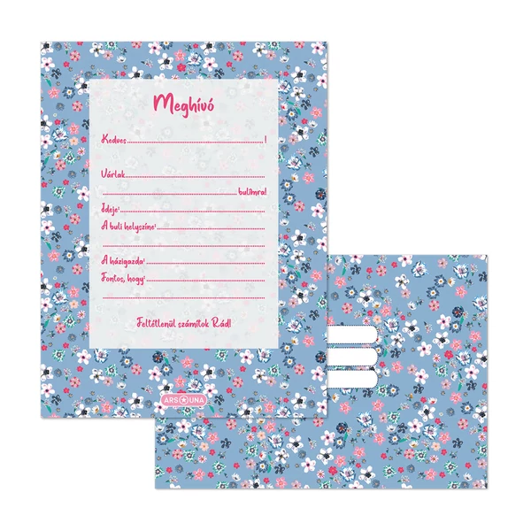 Ars Una: Pearl Blossom Blue 10 db-os meghívó szett borítékkal