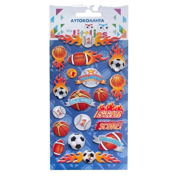 The Littlies: Sportos 3D pufi matrica szett 10x22cm-es íven