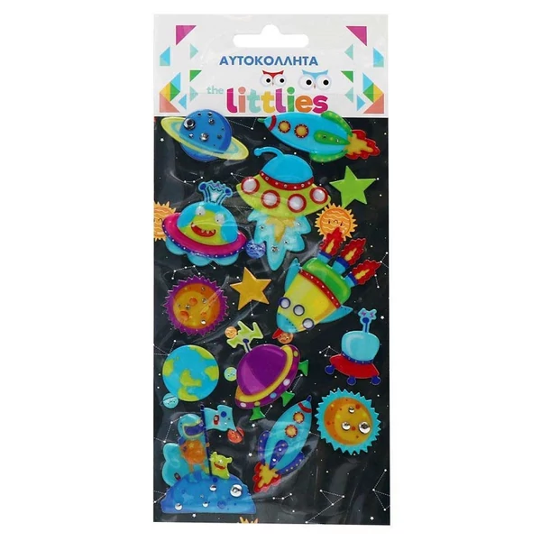 The Littlies: űrhajós 3D pufi matrica szett 10x22cm-es íven