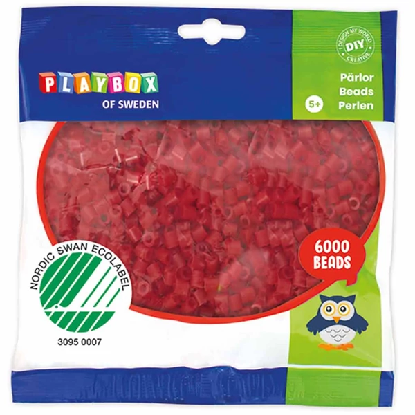 PlayBox: 5mm-es MIDI sötét piros színű vasalható gyöngy 6000db-os csomag