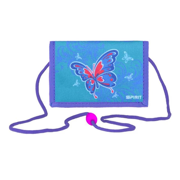 Spirit: Butterfly kék-lila tépőzáras pénztárca 12,5x8,5cm
