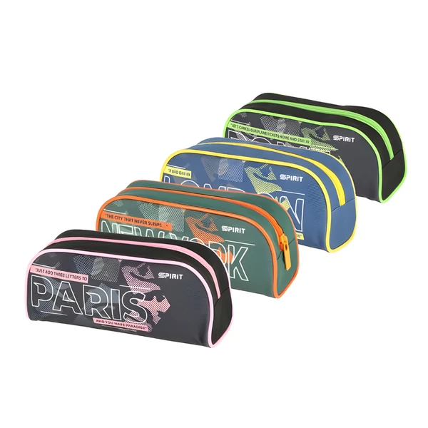 Spirit: Cities ovális tolltartó négyféle változatban 1 db 21x7x10cm