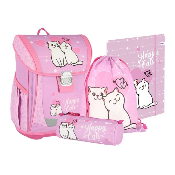 Spirit: Happy Cat rózsaszín 4db-os iskolatáska szett 38x28x17cm
