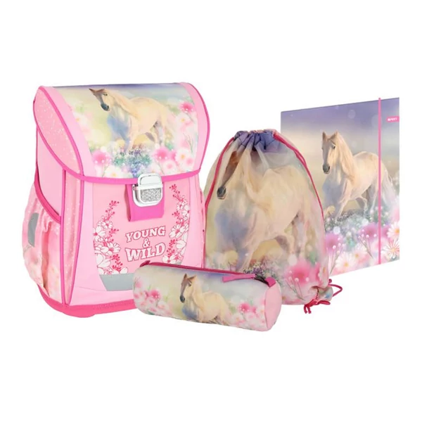 Spirit: Young and Wild rózsaszín 4db-os iskolatáska szett 38x28x17cm