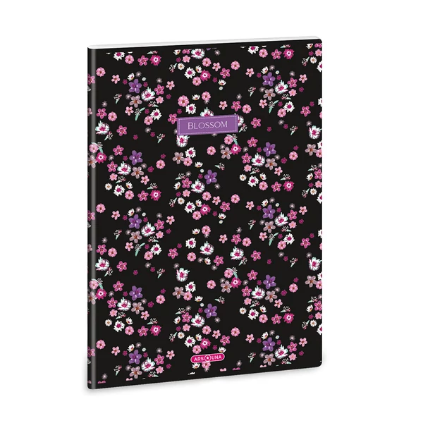 Ars Una: Pearl Blossom fekete extra kapcsos vonalas füzet A/4