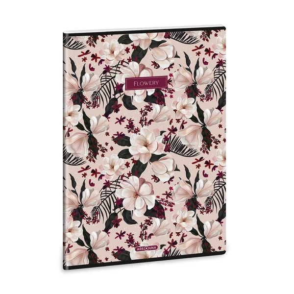 Ars Una: Flowery Pink extra kapcsos kockás füzet A/4