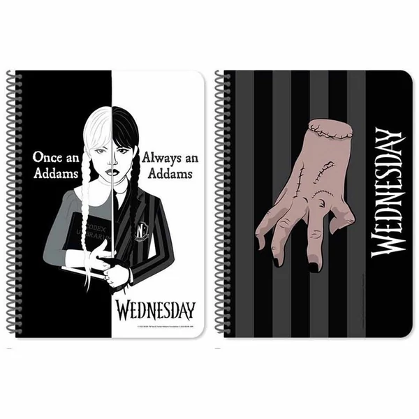 Luna: Wednesday vonalas spirál füzet A/5 60oldalas Wednesday változatban 1db