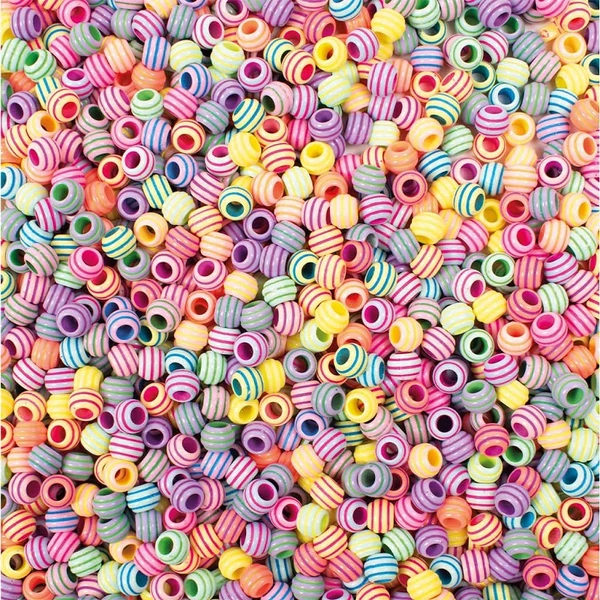 PlayBox: Csíkos, pasztell színű fűzhető gyöngyök 9mm 1550db